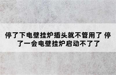 停了下电壁挂炉插头就不管用了 停了一会电壁挂炉启动不了了